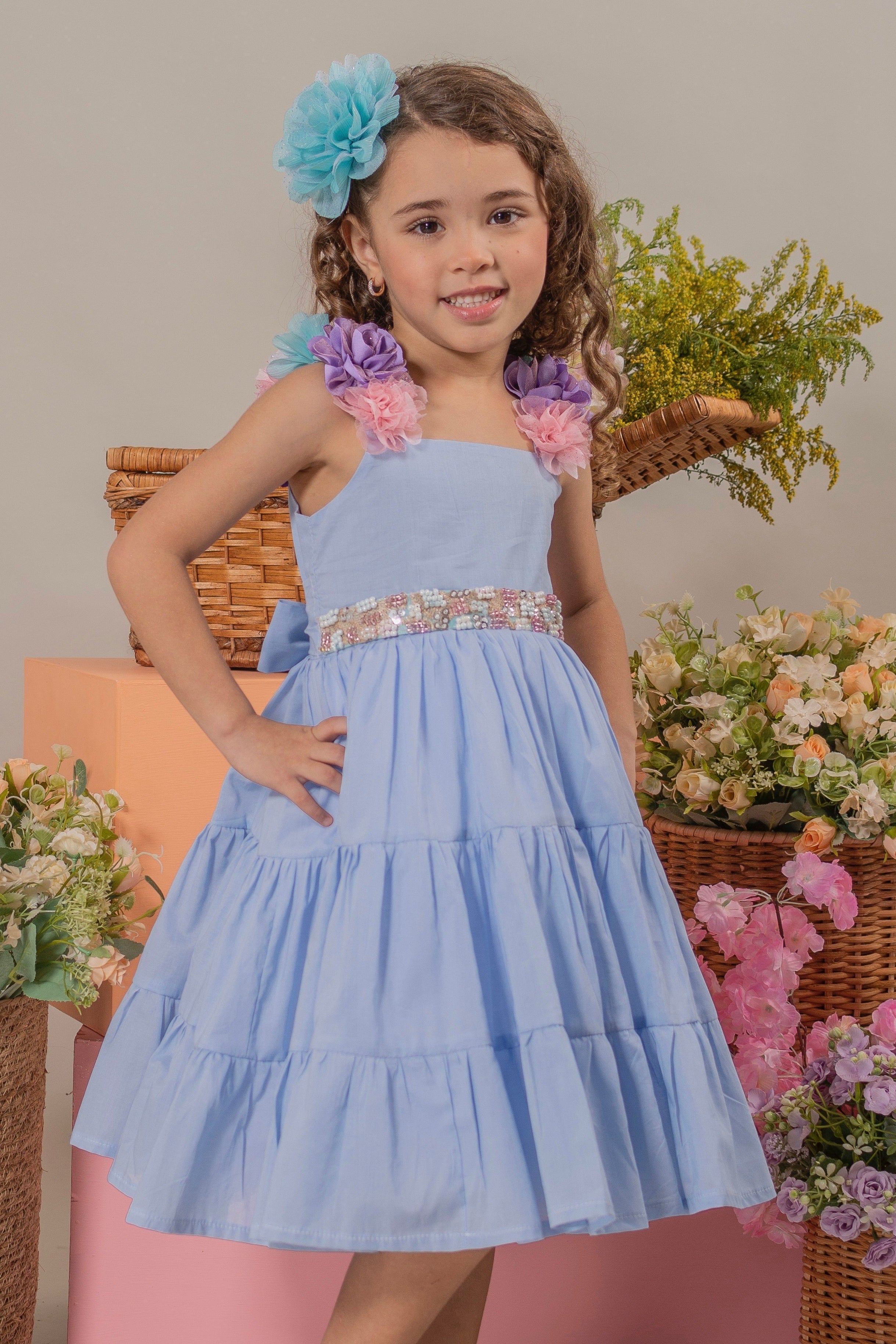 Blue Girls Dress Bondad – Elegant Formal & Birthday Dress – Liliana  Esquivia