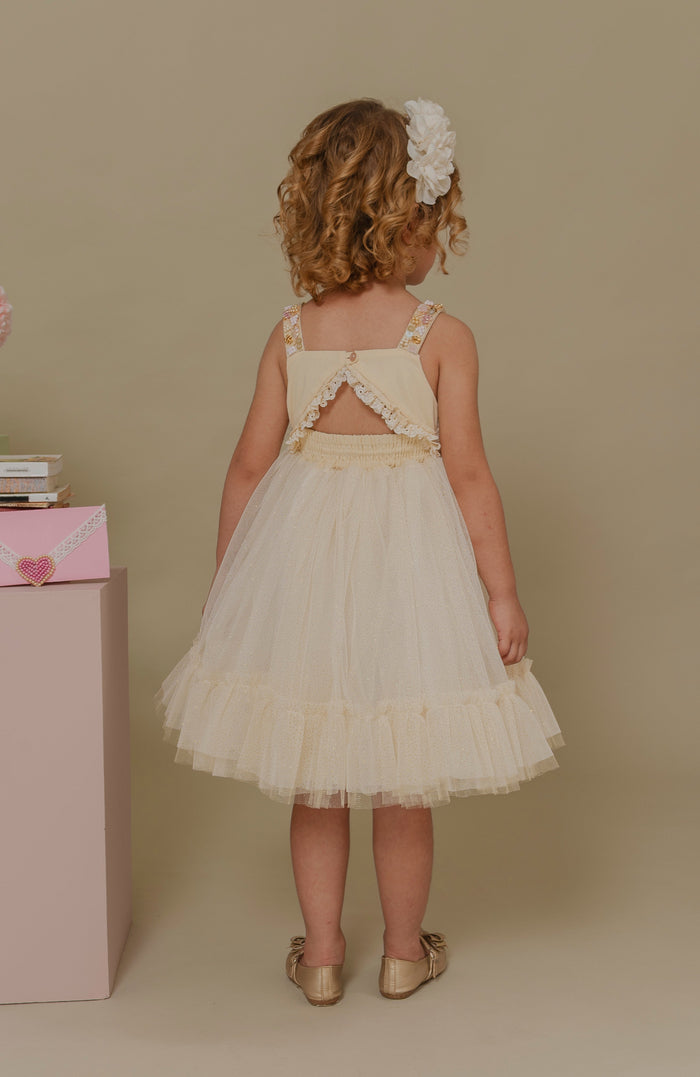 Vestido Para niña Alas Beige  (PRE-ORDEN - ENTREGA EN 15 DÍAS)