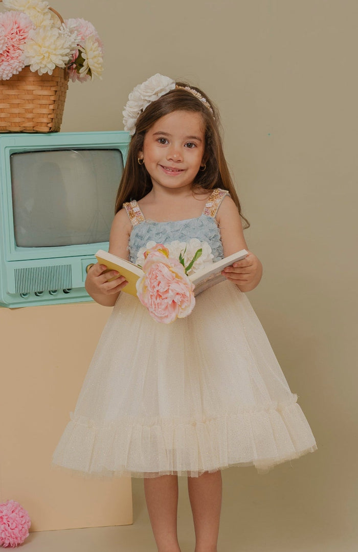 Vestido Para niña Alas Azul  (PRE-ORDEN - ENTREGA EN 15 DÍAS)