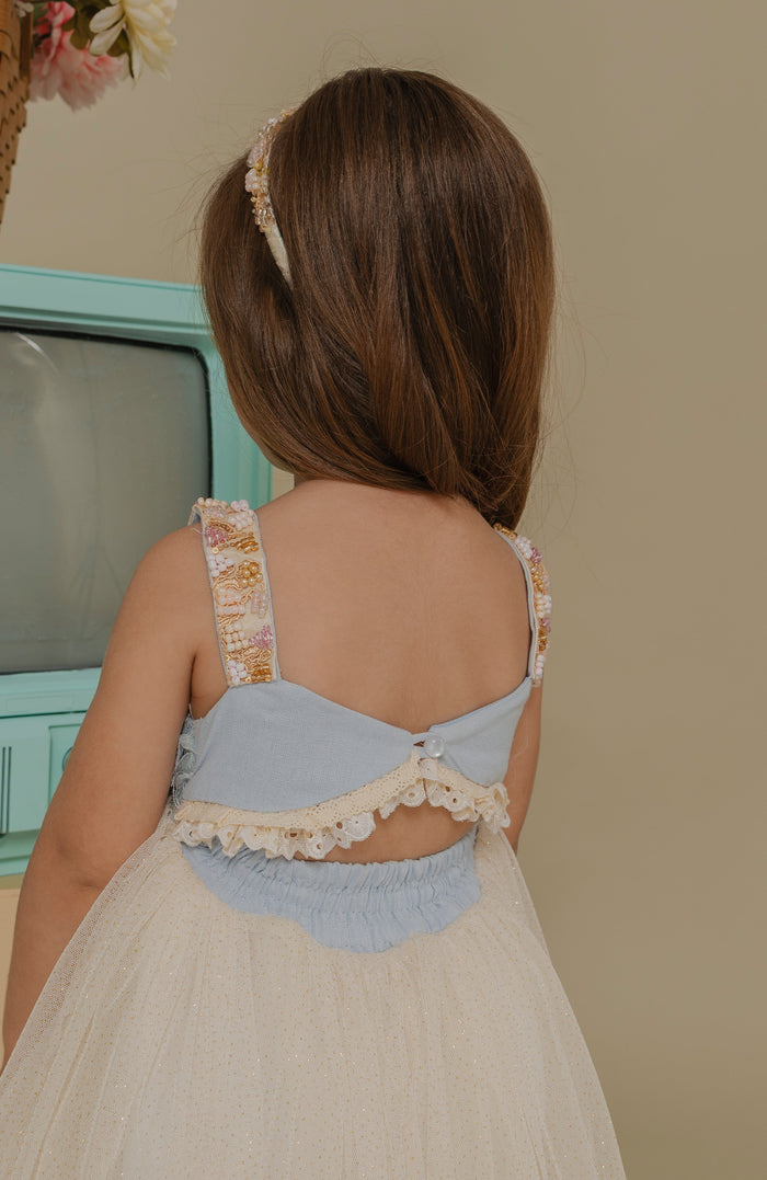 Vestido Para niña Alas Azul  (PRE-ORDEN - ENTREGA EN 15 DÍAS)