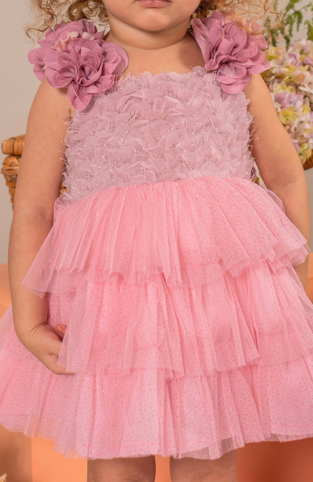 Pink Baby Girl Romper Brillo – Elegant Ceremony Outfit