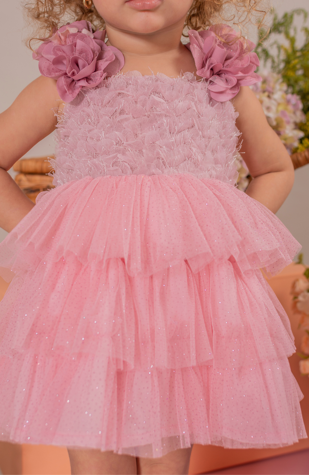 Pink Baby Girl Romper Brillo – Elegant Ceremony Outfit
