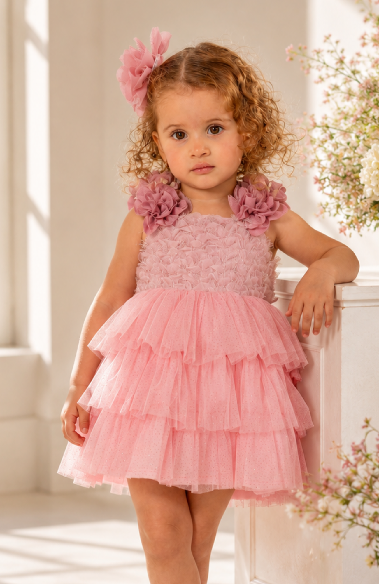 Pink Baby Girl Romper Brillo – Elegant Ceremony Outfit