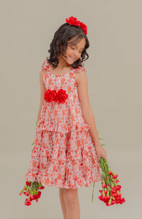 Vestido Para Niña Camelia Rojo Estampado