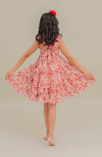 Vestido Para Niña Camelia Rojo Estampado