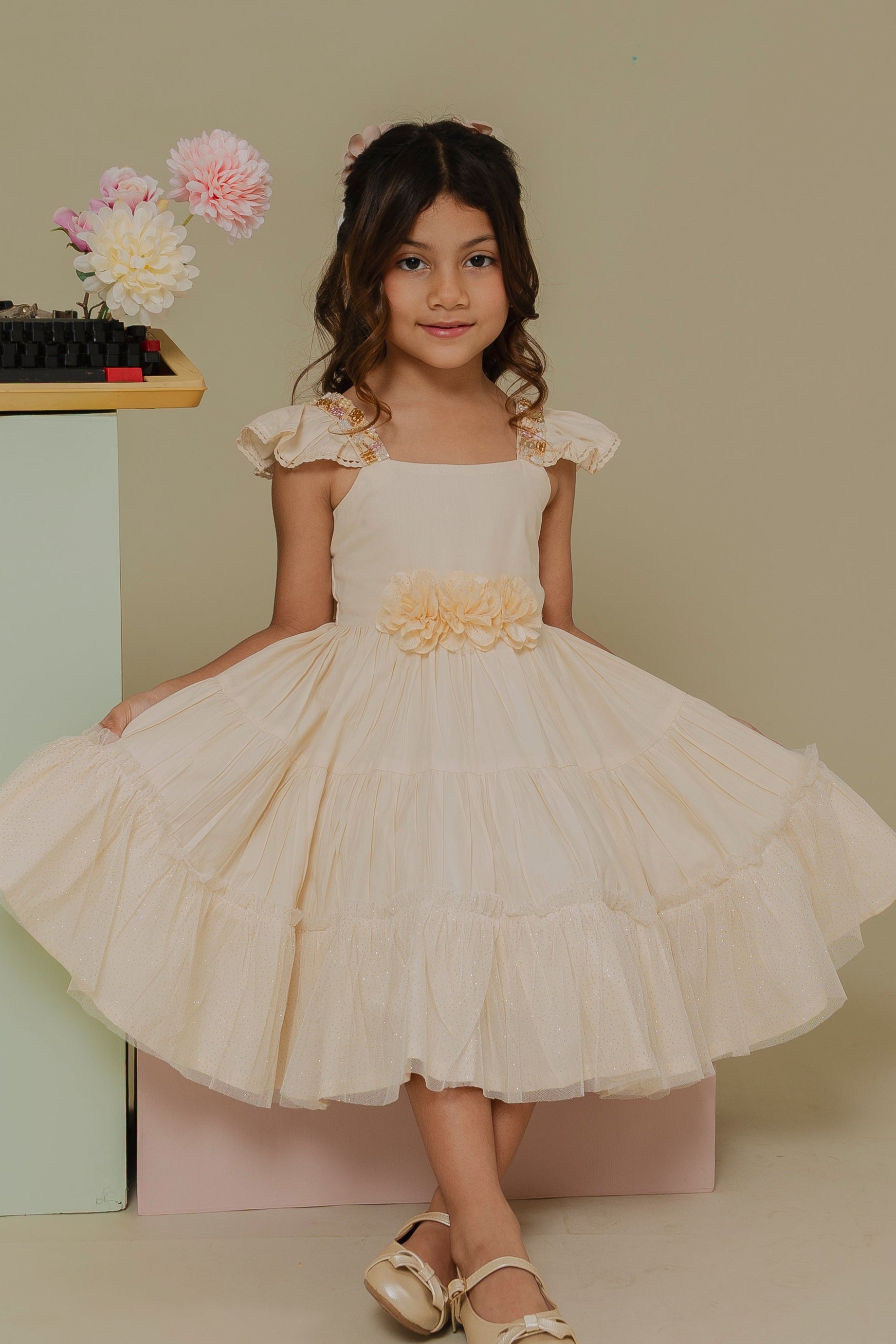 GIRL´IVORY DRESS CAMINO