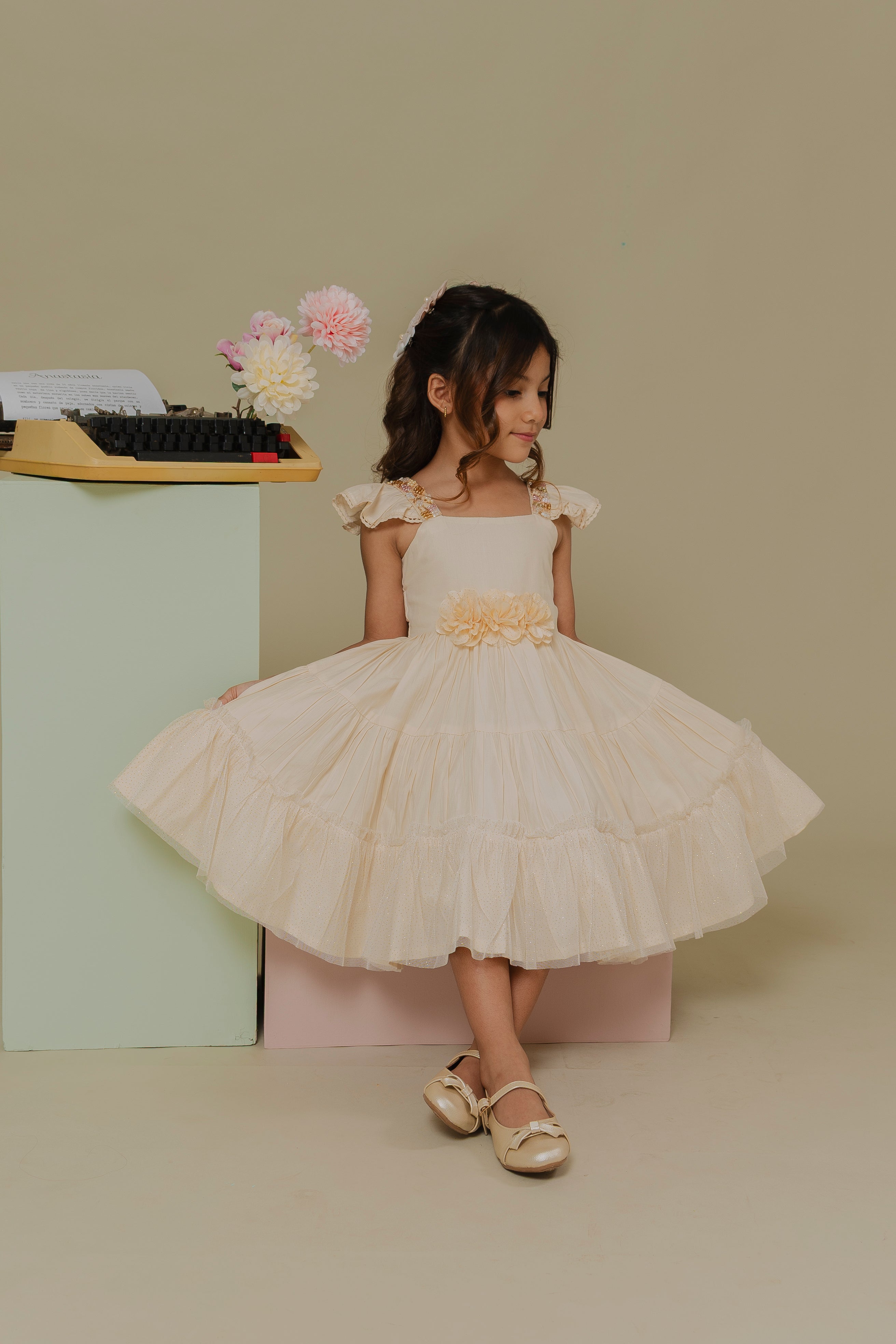 GIRL´IVORY DRESS CAMINO