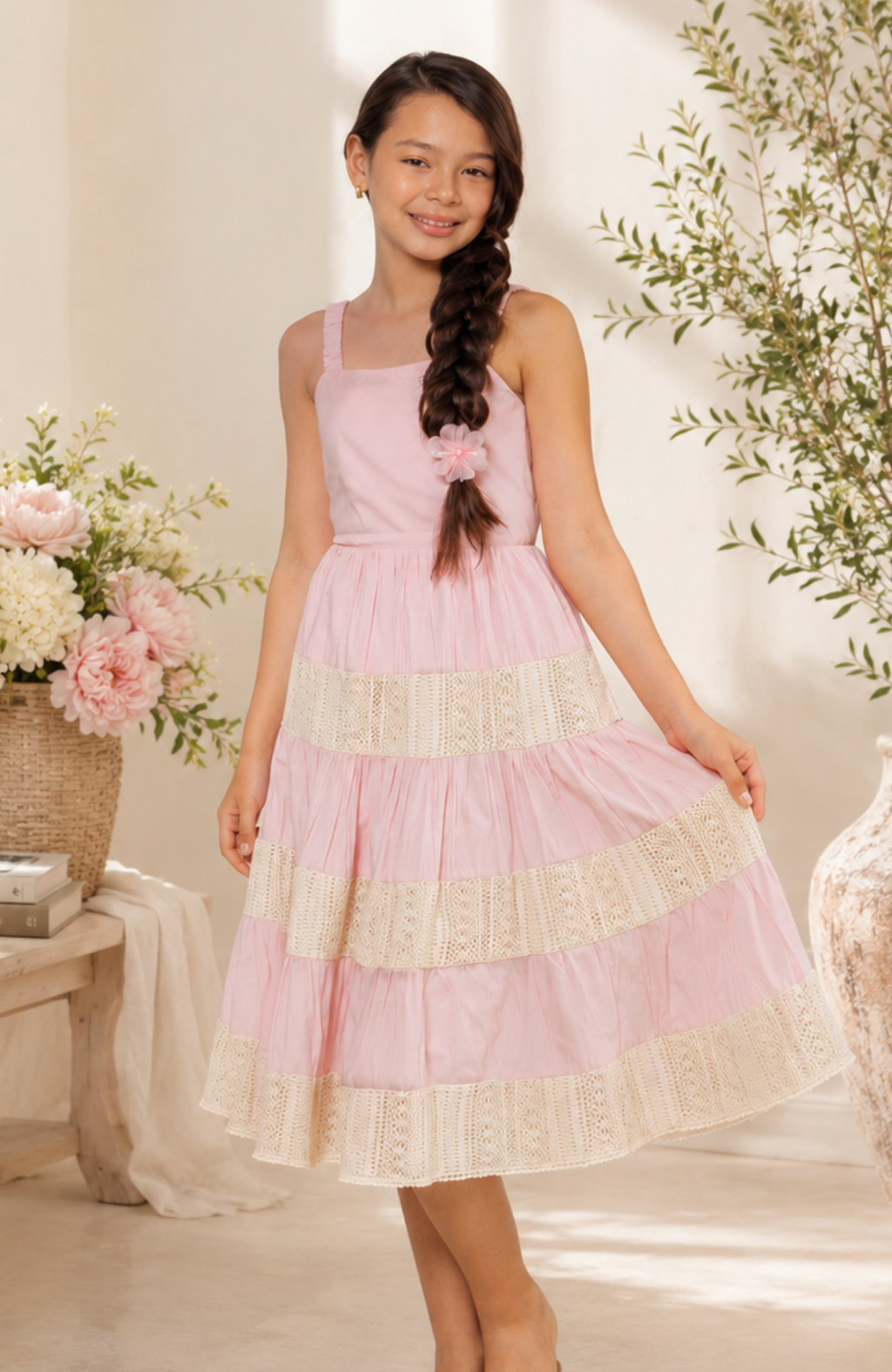 VESTIDO ROSA PARA NIÑAS "COMPASIÓN"