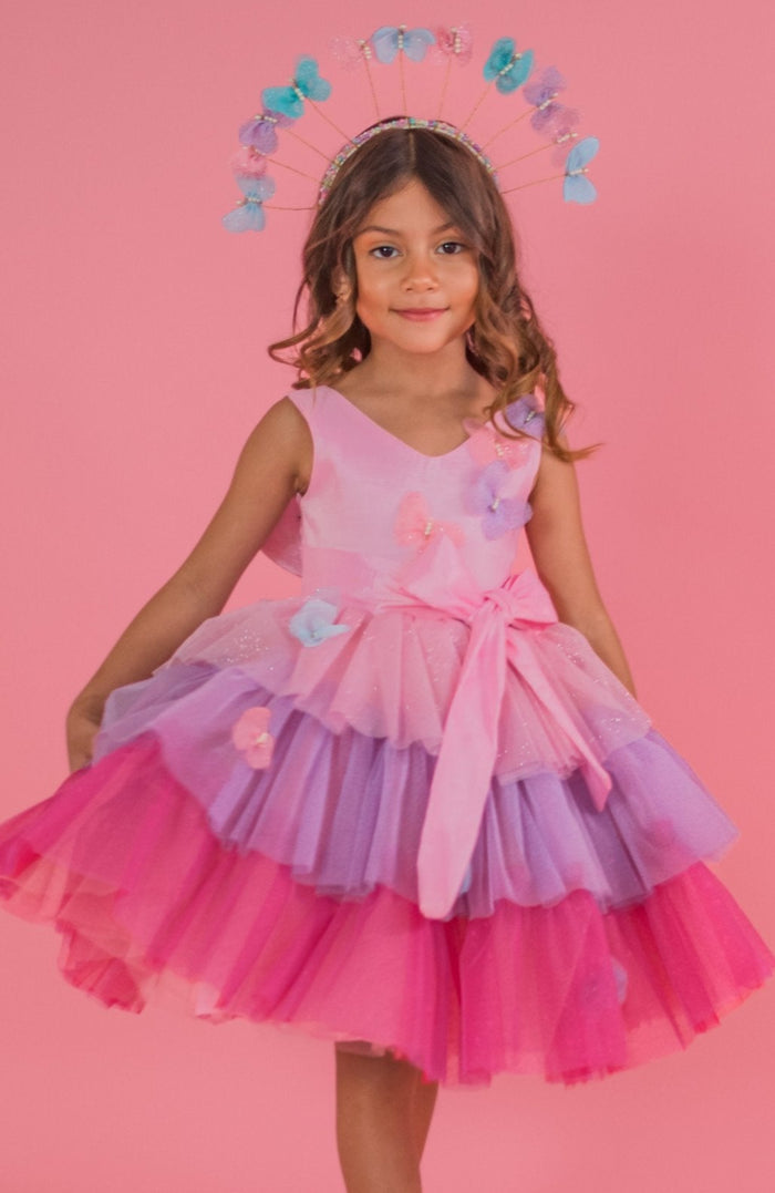 Vestido Para Niña Mariposa - Rosa