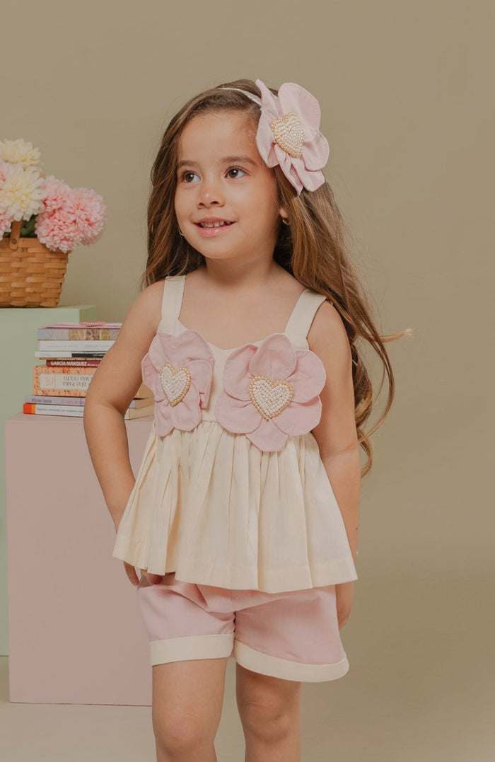 Conjunto Para Bebita Ecos Beige  (PRE-ORDEN - ENTREGA EN 15 DÍAS)