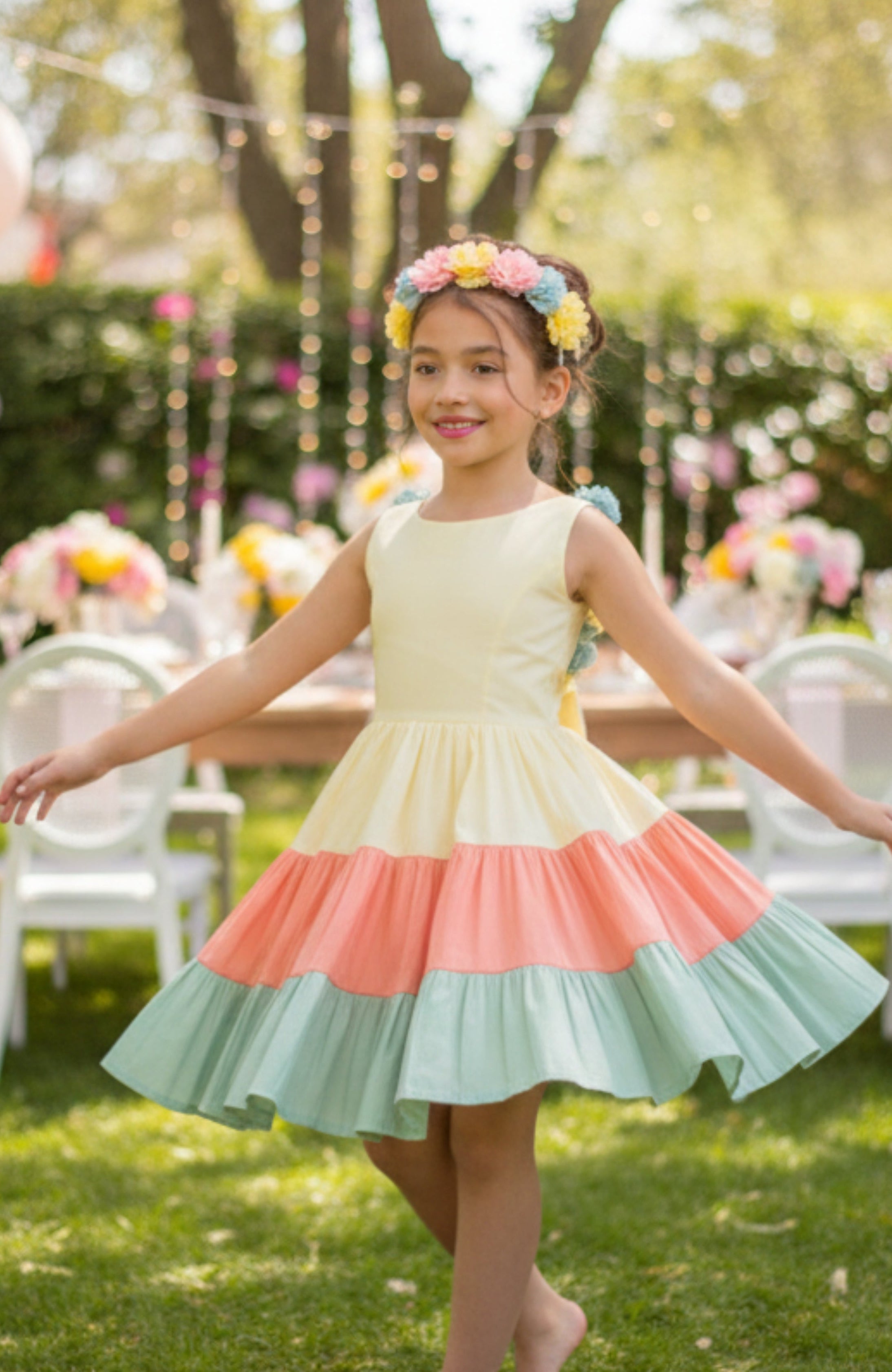 Pastel Girls Party Dress – Color Block Garden & Birthday Dress 6