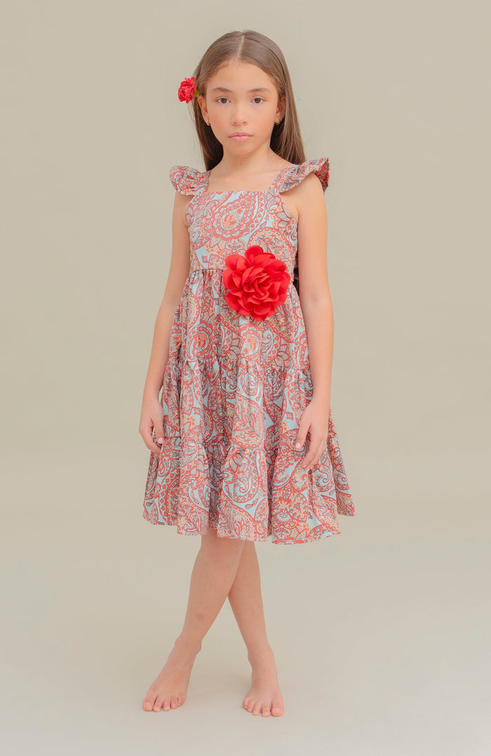 Vestido Para Niña Gitana Rojo Estampado