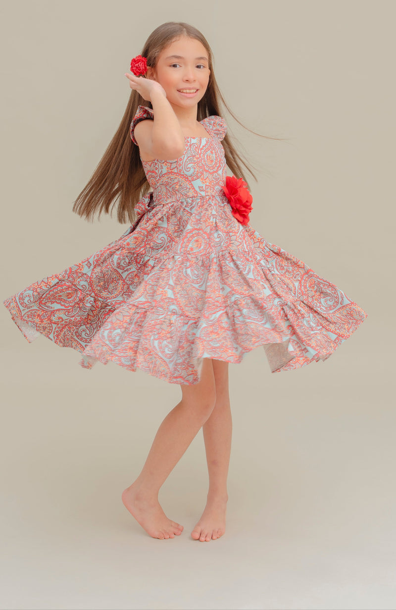 Vestido Para Niña Gitana Rojo Estampado