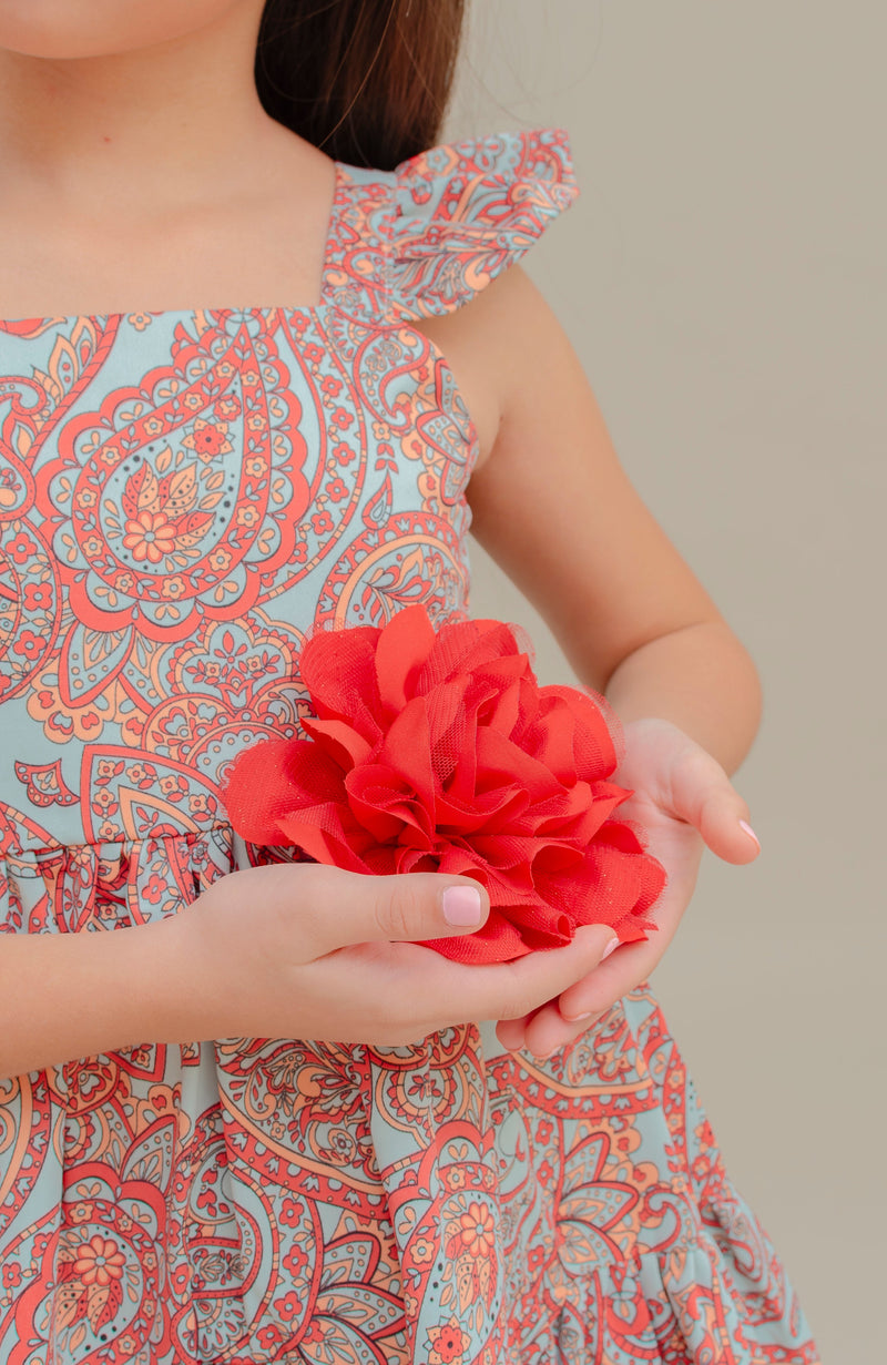 Vestido Para Niña Gitana Rojo Estampado