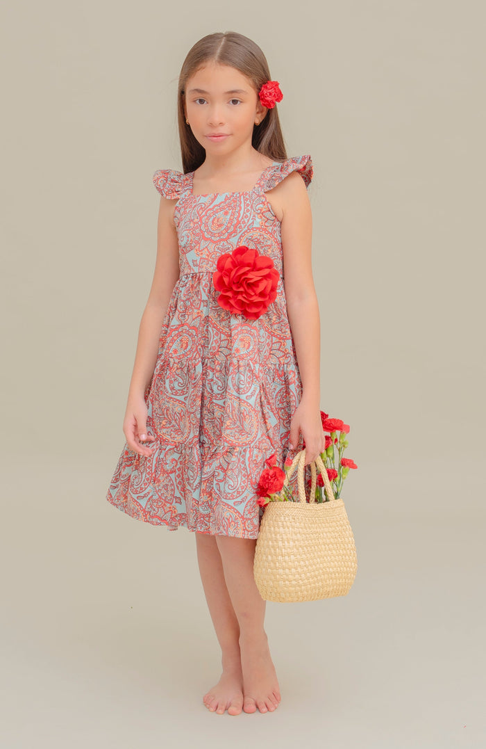 Vestido Para Niña Gitana Rojo Estampado