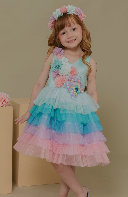Vestido Para niña Jardin Azul