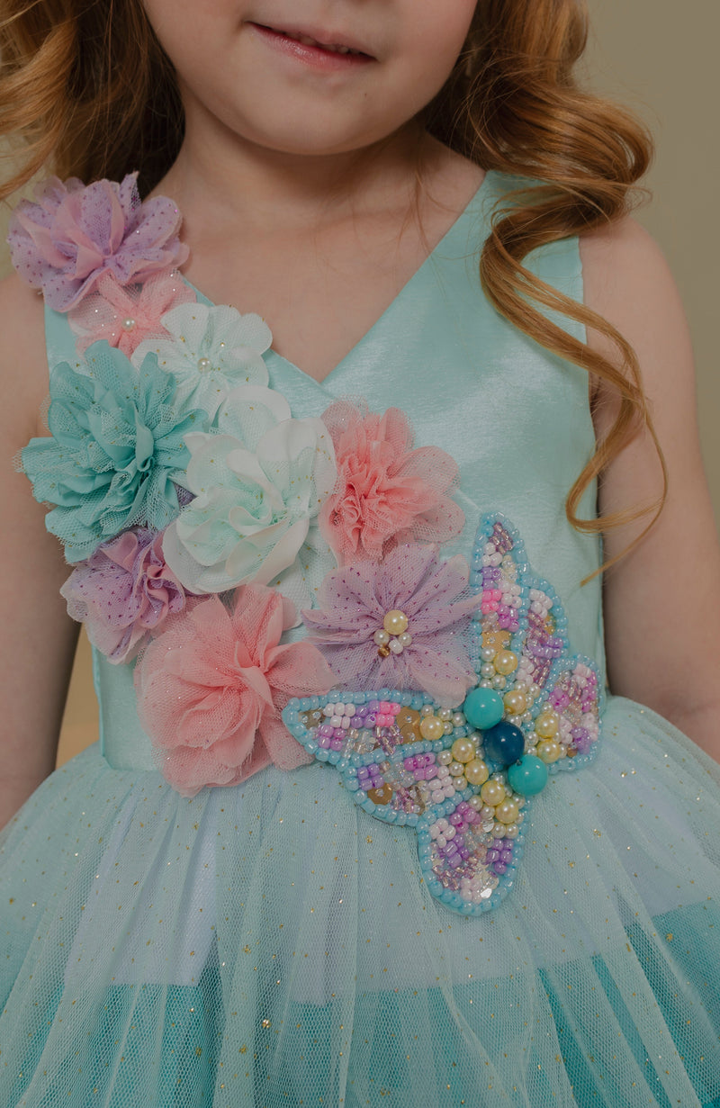 Vestido para Bebita  Jardin Azul