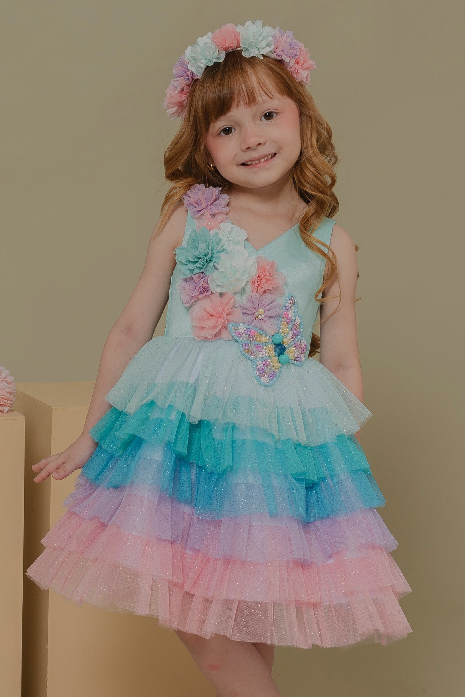 BLUE GIRLS DRESS JARDIN