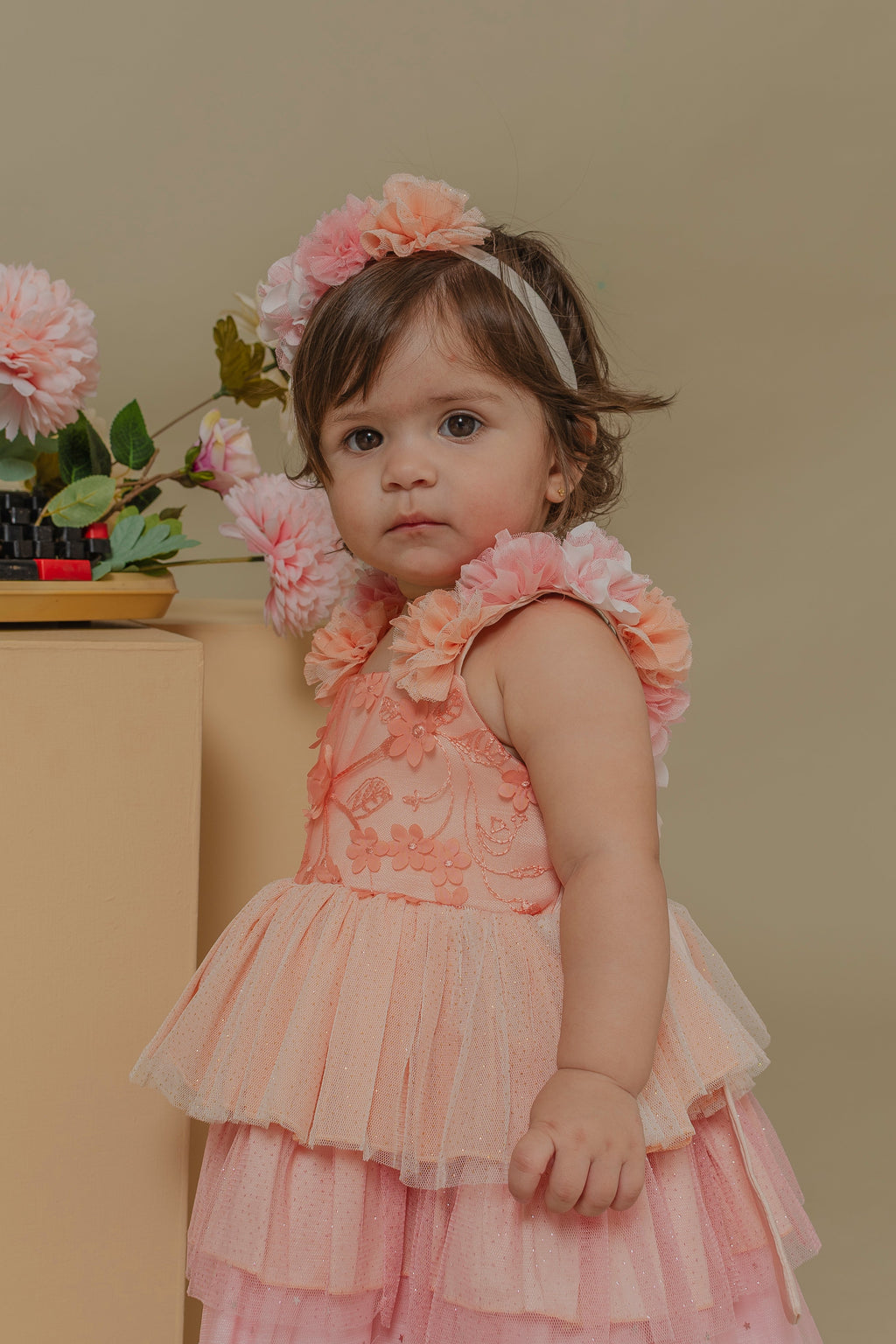 BABY GIRL´ ROSEWOOD ROMPER "PETALOS"