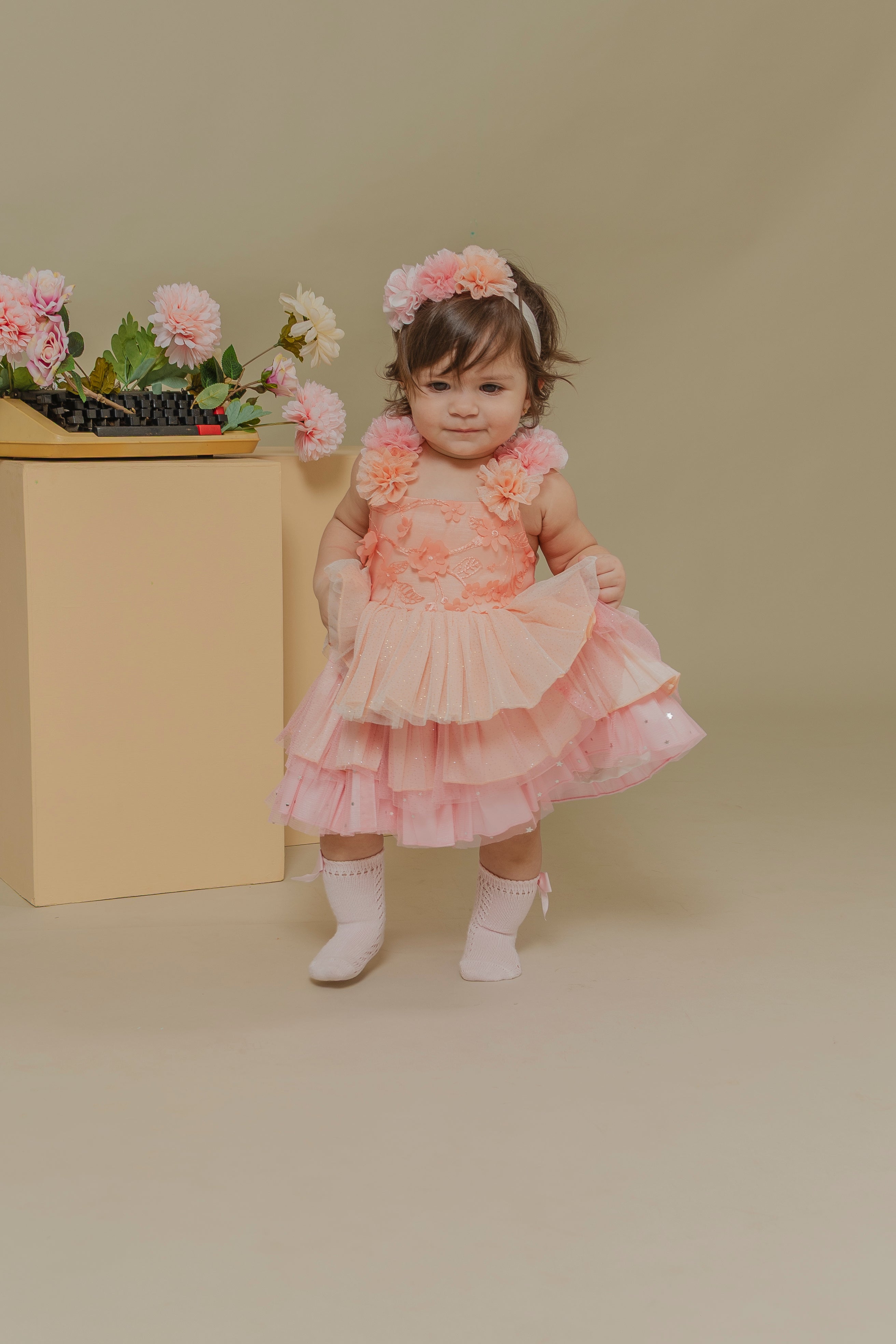 BABY GIRL´ ROSEWOOD ROMPER "PETALOS"