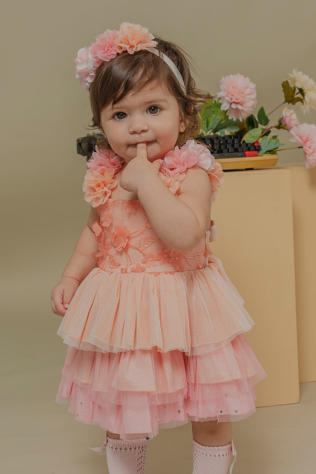 BABY GIRL´ ROSEWOOD ROMPER "PETALOS"