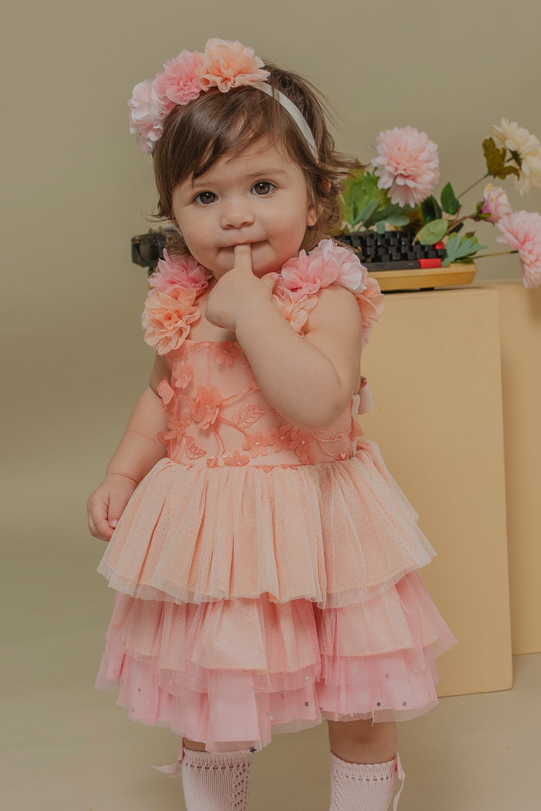 BABY GIRL´ ROSEWOOD ROMPER "PETALOS"