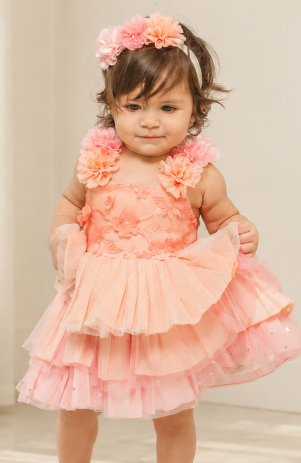 Blush Baby Birthday Dress with Bloomers – Luxury Tulle Party Outfit