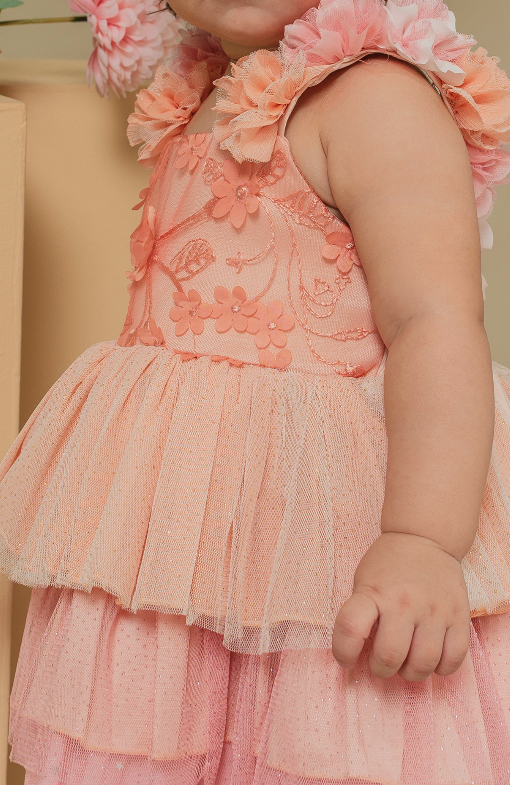 Blush Baby Birthday Dress with Bloomers – Luxury Tulle Party Outfit