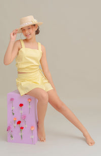 Conjunto Para Niña Falda Short Almendra Amarillo