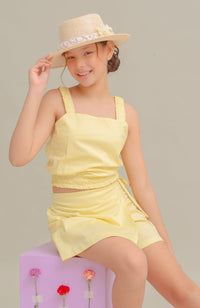 Conjunto Para Niña Falda Short Almendra Amarillo