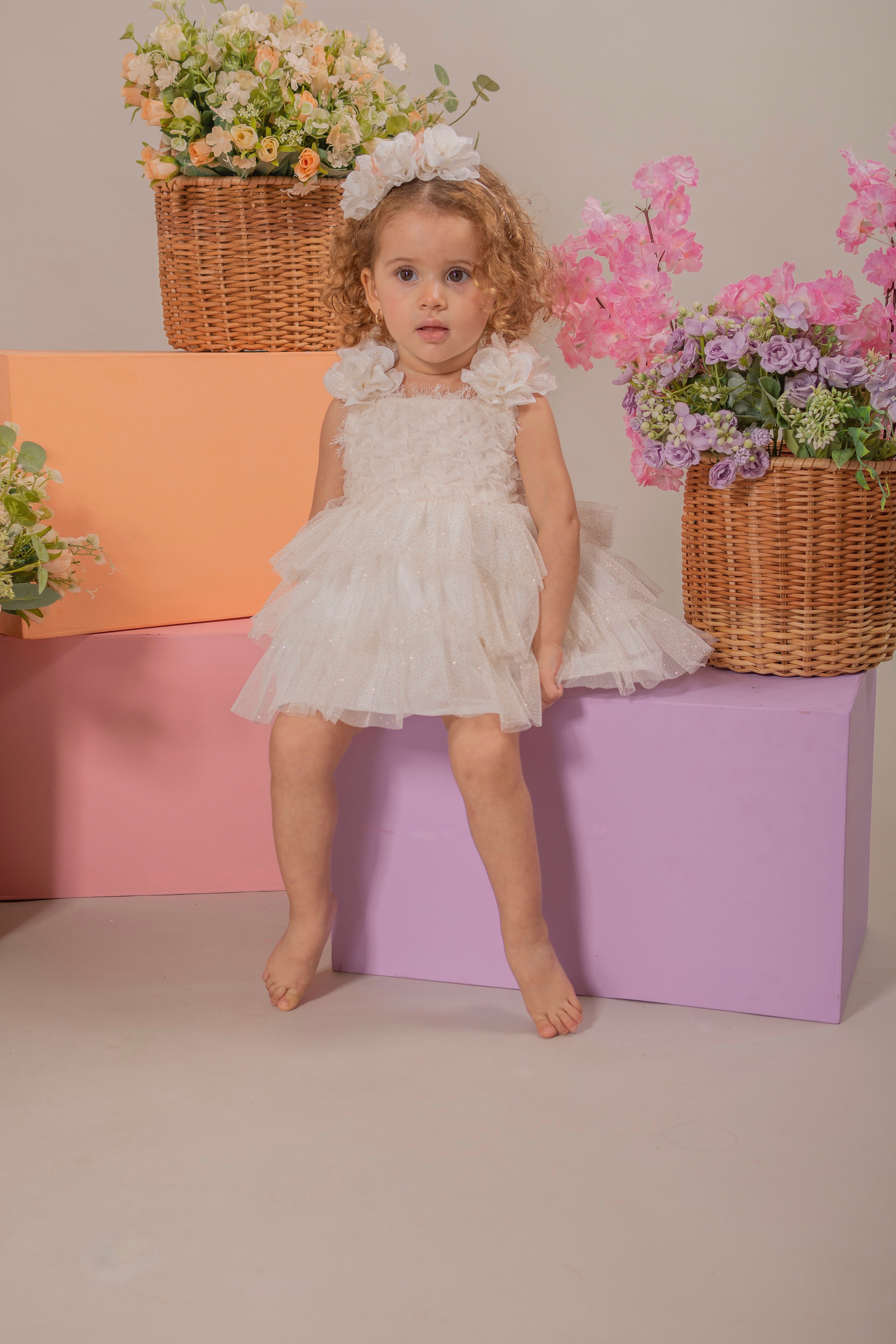 BABY GIRL´IVORY ROMPER "BRILLO"