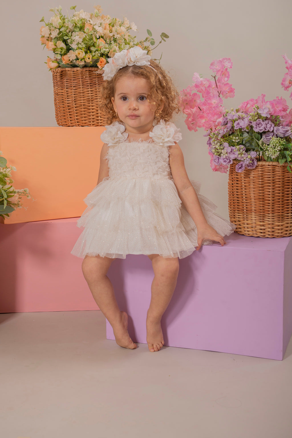 BABY GIRL´IVORY ROMPER "BRILLO"