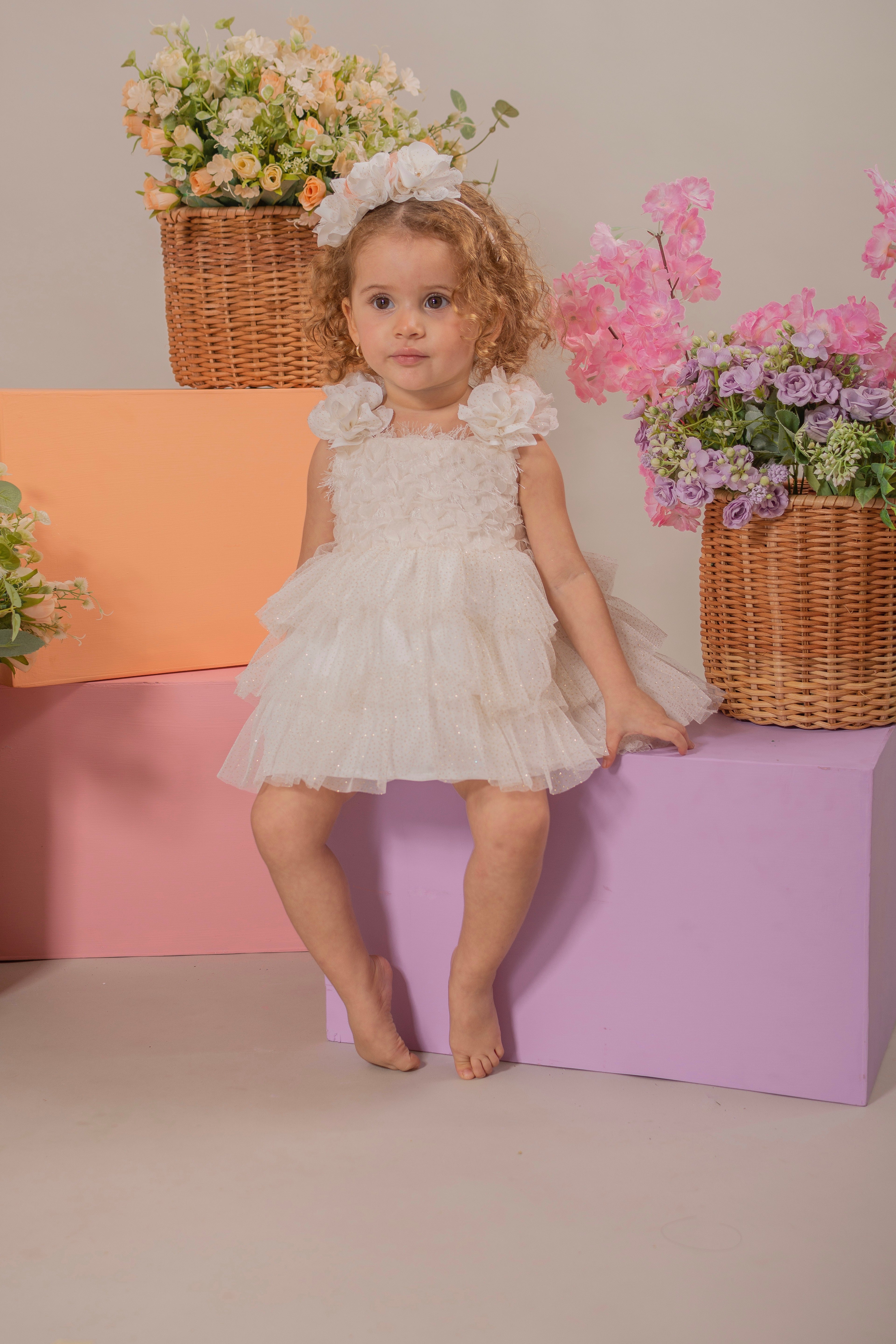 BABY GIRL´IVORY ROMPER "BRILLO"