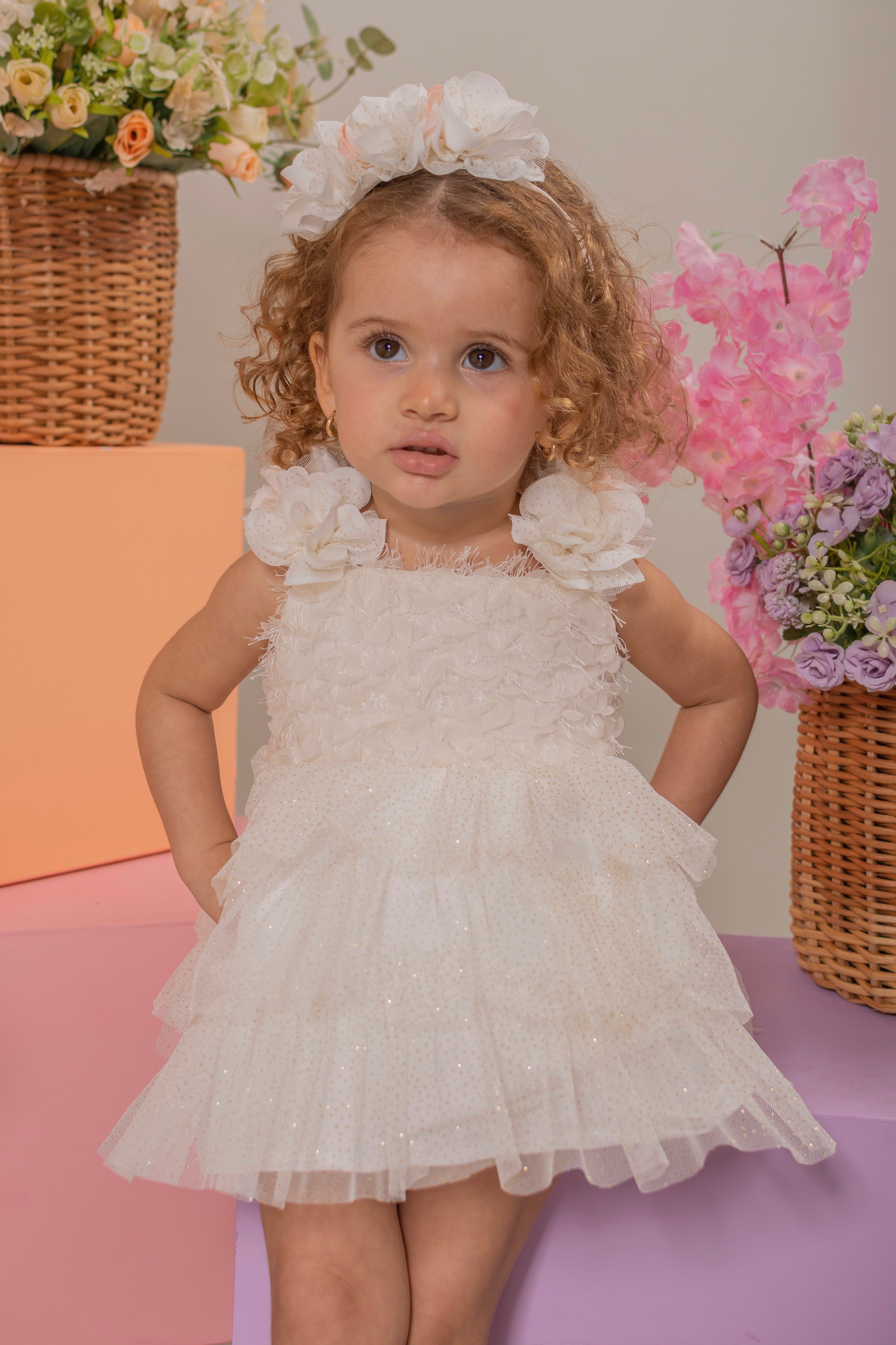 BABY GIRL´IVORY ROMPER "BRILLO"