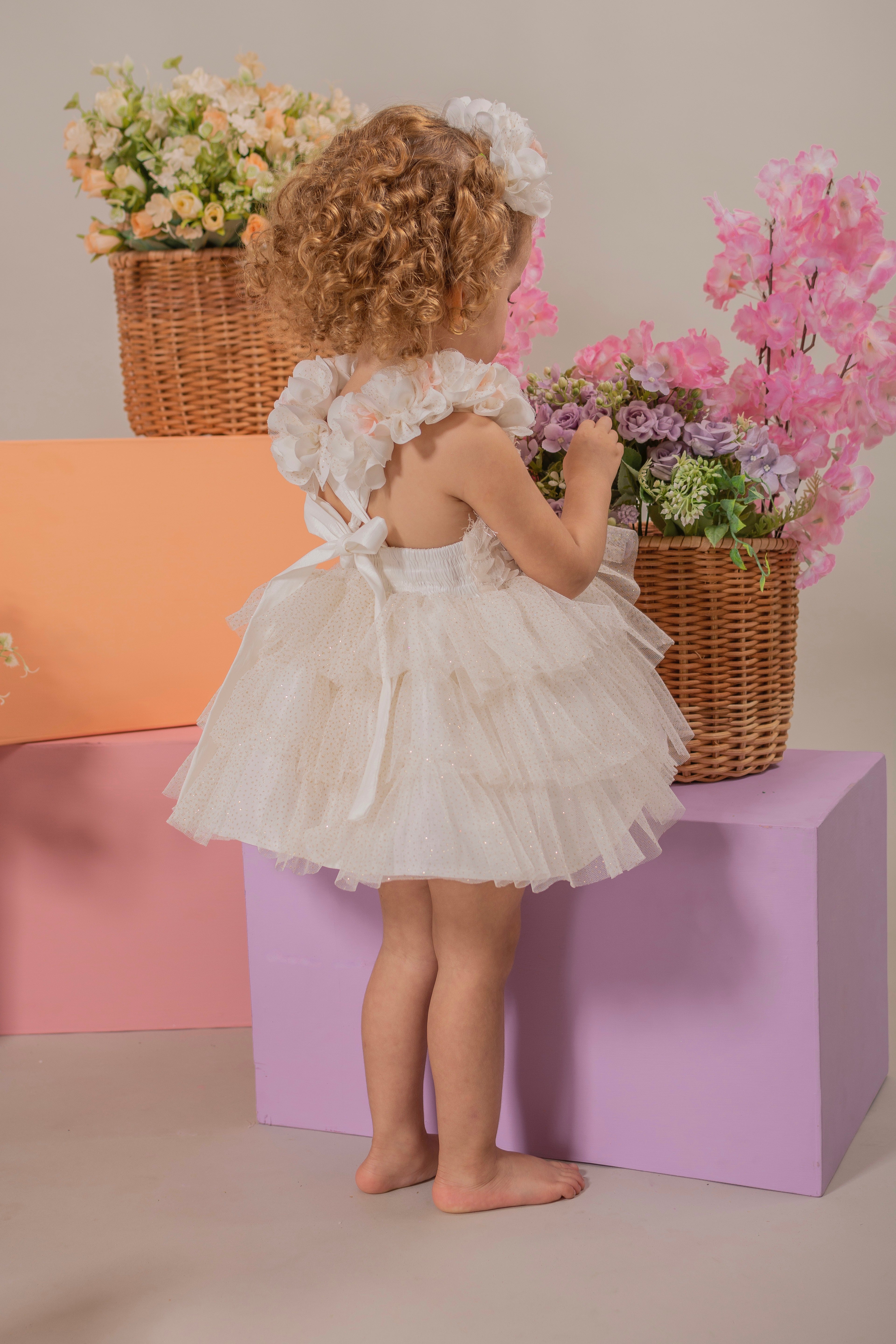 BABY GIRL´IVORY ROMPER "BRILLO"