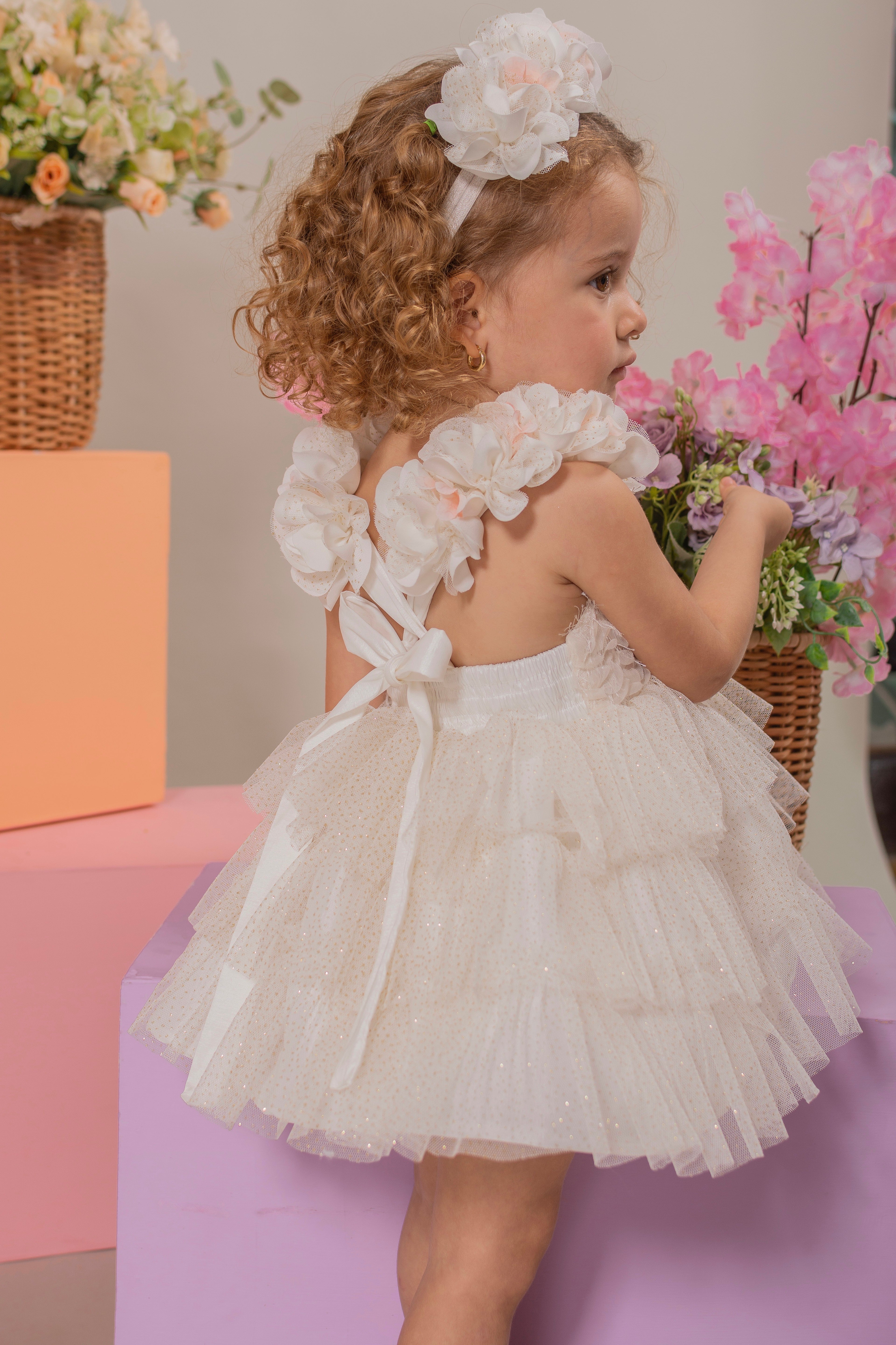 BABY GIRL´IVORY ROMPER "BRILLO"