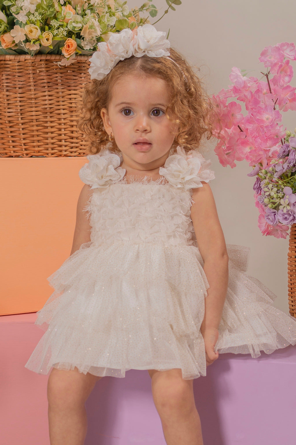 BABY GIRL´IVORY ROMPER "BRILLO"