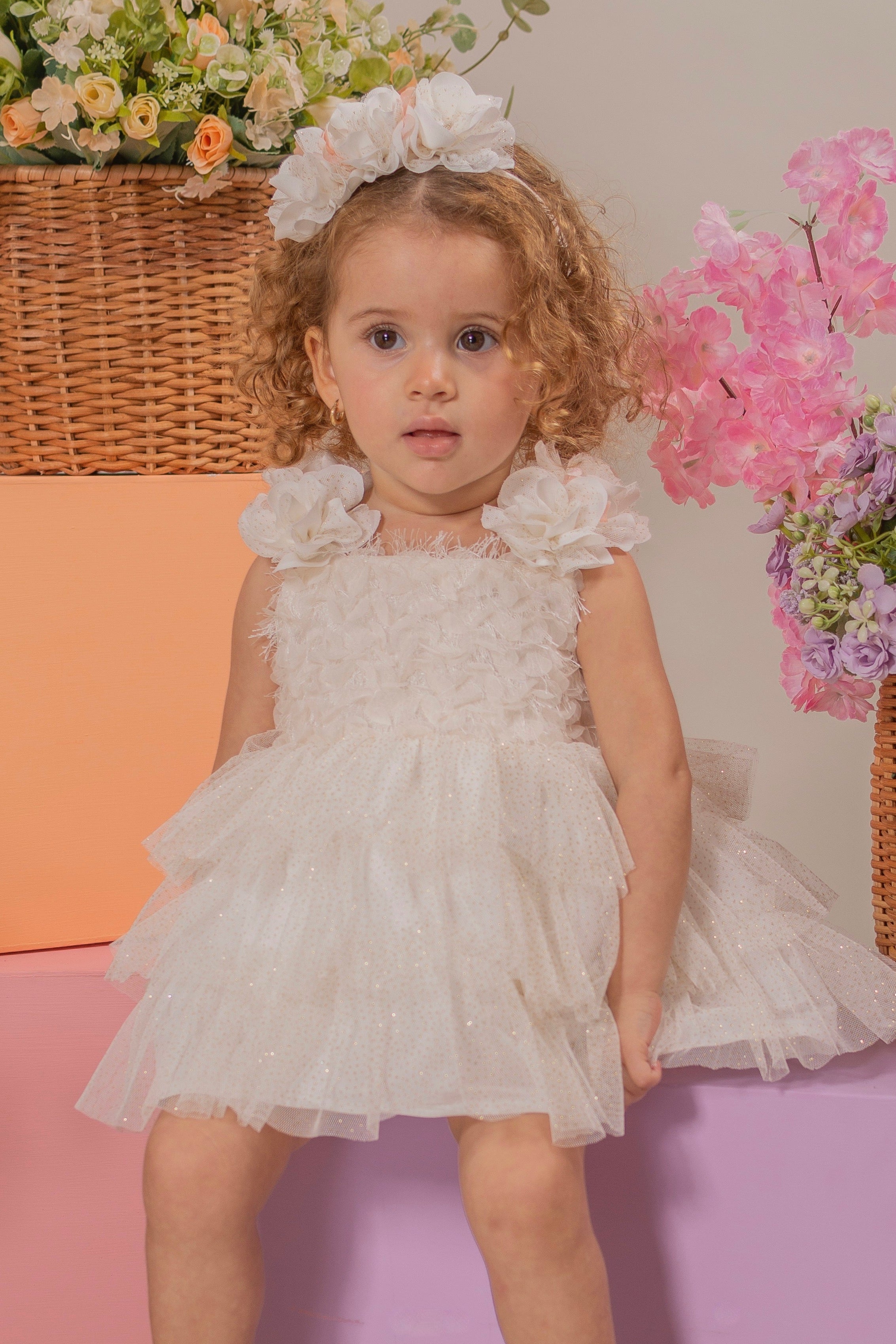 BABY GIRL´IVORY ROMPER "BRILLO"