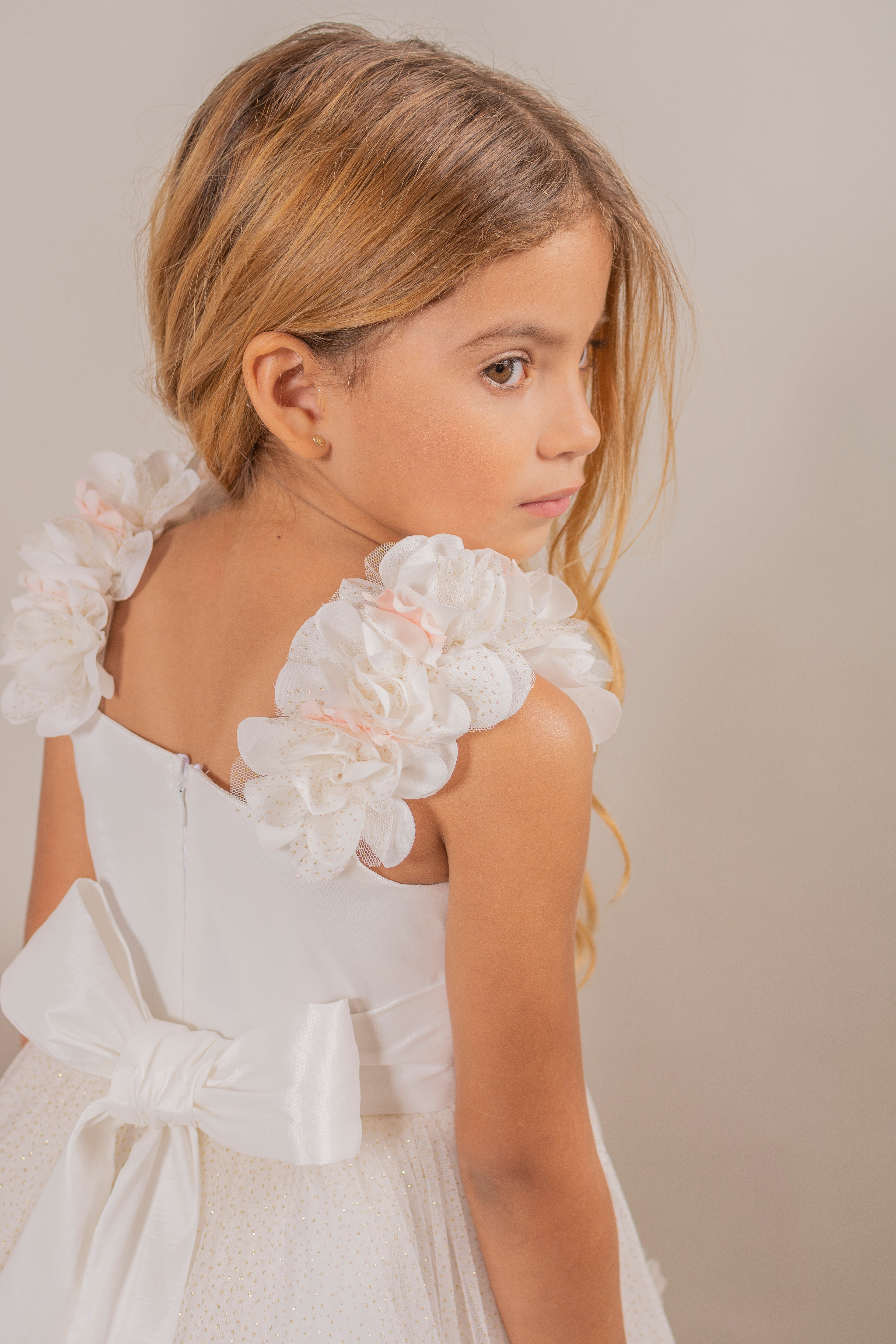 cream flower girl dresses Ivory Cream Long Tail Flower Girl Dress