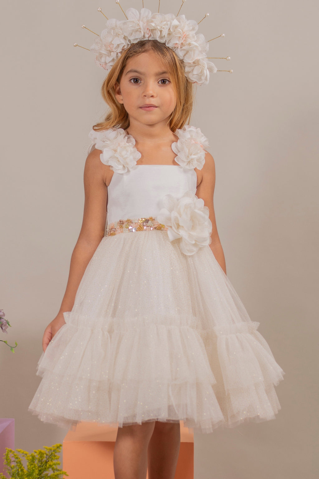 cream flower girl dresses Joyfolie GirlsMacy Dress in Cream | Bohemian Flower Girl