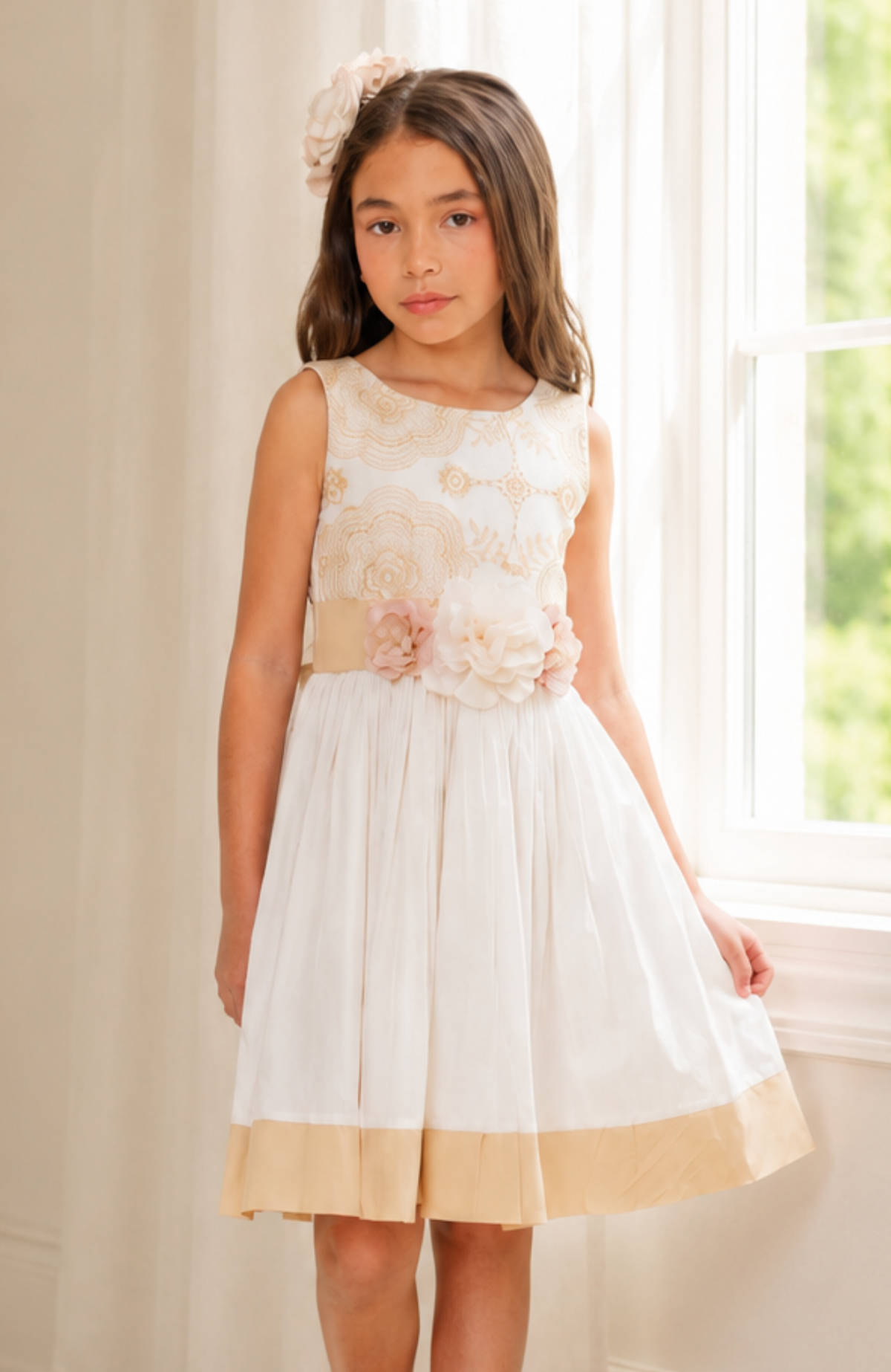 girls beige dress Elegant Musica – Luxury Flower Girl & Party Dress Size:Size N4 Gubotare Toddler Dress Shoes 2026-highsummer Tulle ⁠ Material